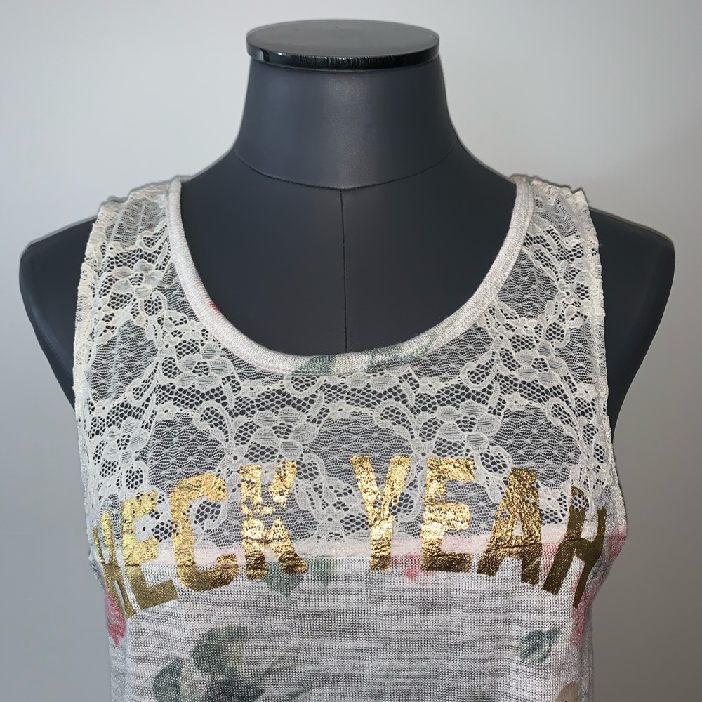 BETHANY MOTA Country Rose Cream Lace Slit Back Tank Top Heck Yeah NWTS - Picture 2 of 8